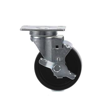 Picture of Medium Duty 2-3/8" x 3-5/8"  Plate Caster With 5" Black Polyolefin Wheel With Brake