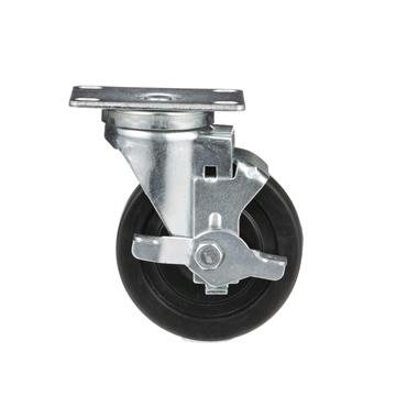 Picture of Medium Duty 2-3/8" x 3-5/8"  Plate Caster With 5" Black Rubber Wheel With Brake