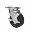 Picture of Medium Duty 2-3/8" x 3-5/8"  Plate Caster With 5" Black Rubber Wheel With Brake