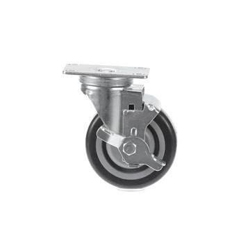 Picture of Medium Duty 2-3/8" x 3-5/8"  Plate Caster With 5" Blue Polyurethane Wheel With Brake