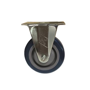 Picture of Medium Duty 2-3/8" x 3-5/8"  Rigid Plate Caster With 3" Blue Polyurethane Wheel