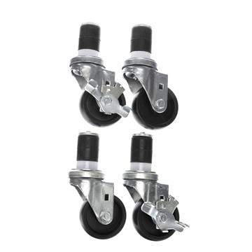 Picture of Caster Kit, Medium Duty 1-5/8" Expanding Stem Caster With 3" Black Polyolefin Wheel, 2 Brake And 2 Non-Brake In Retail Box