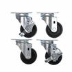 Picture of Caster Kit, Medium Duty 2-3/8" x 3-5/8" Plate Caster With 3" Black Polyolefin Wheel, 2 Brake And 2 Non-Brake In Retail Box