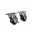 Picture of Caster Kit, Medium Duty 2-3/8" x 3-5/8" Plate Caster With 3" Black Polyolefin Wheel, 2 Brake And 2 Non-Brake In Retail Box