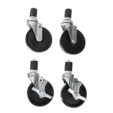 Picture of Caster Kit, Medium Duty 1-5/8" Expanding Stem Caster With 5" Black Polyolefin Wheel, 2 Brake And 2 Non-Brake In Retail Box