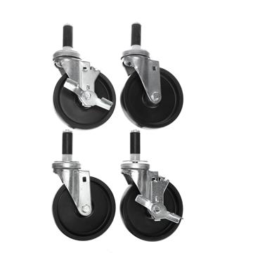 Picture of Caster Kit, Medium Duty 1" Expanding Stem Caster With 5" Black Polyolefin Wheel, 2 Brake And 2 Non-Brake In Retail Box