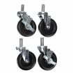 Picture of Caster Kit, Medium Duty .846" x 2-3/4" Spring Ring Stem Caster With 5" Black Polyolefin Wheel, 2 Brake And 2 Non-Brake In Retail Box