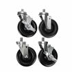 Picture of Caster Kit, Medium Duty 3/4-10 x 1" Threaded Stem Caster With 5" Black Polyolefin Wheel, 2 Brake And 2 Non-Brake In Retail Box