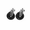 Picture of Caster Kit, Medium Duty 3/4-10 x 1" Threaded Stem Caster With 5" Black Polyolefin Wheel, 2 Brake And 2 Non-Brake In Retail Box