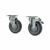 Picture of Caster Kit, Medium Duty 2-3/8" x 3-5/8" Plate Caster With 5" Gray Polyurethane Wheel, 2 Top Brake And 2 Non-Brake In Retail Box