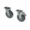Picture of Caster Kit, Medium Duty 2-3/8" x 3-5/8" Plate Caster With 5" Gray Polyurethane Wheel, 2 Top Brake And 2 Non-Brake In Retail Box