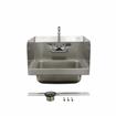 Picture of Encore Wall Mount Type 304 Series Stainless Steel Hand Sink 14" x 10" x 5" Deep with 4" OC Holes, Double Side Splash and TLL15-4100-SE1Z Faucet
