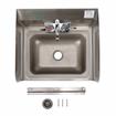 Picture of Encore Wall Mount Type 304 Series Stainless Steel Hand Sink 14" x 10" x 5" Deep with 4" OC Holes, Double Side Splash and TLL15-4100-SE1Z Faucet