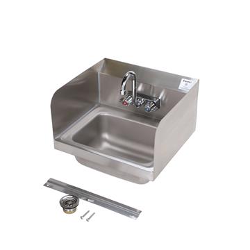 Picture of Encore Wall Mount Type 304 Series Stainless Steel Hand Sink 14" x 10" x 5" Deep with 4" OC Holes, Double side splash and KHS15-4000 Faucet