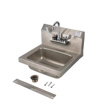 Picture of Encore® Wall Mount Type 304 Series Stainless Steel Hand Sink with KL45-4000-SE4 Faucet 14" x 10" x 5" Deep Less Side Splash