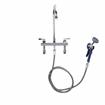 Picture of Encore® 8" OC Deck Mount Veterinary Faucet 96" Braided Hose with Lightweight Aluminum Side Sprayer and 4" Wrist Blade Handles
