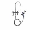 Picture of Encore® 8" OC Deck Mount Veterinary Faucet 96" Braided Hose with Lightweight Aluminum Side Sprayer and 4" Wrist Blade Handles
