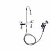 Picture of Encore® 8" OC Deck Mount Veterinary Faucet 96" Braided Hose with Lightweight Aluminum Side Sprayer and 4" Wrist Blade Handles