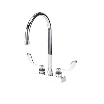 Picture of Encore 4" OC Deck Mount Faucet with 8-1/2" Swivel Gooseneck Spout and 4" Wrist Blade Handles