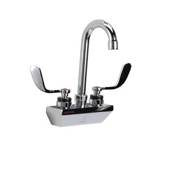 Picture of Encore® 4" OC Wall Mount Faucet with 3-1/2" Rigid Gooseneck Spout and 4" Wrist Blade Handles