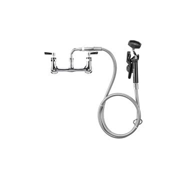 Picture of Encore® 8" OC. Brass Chrome Plated Wall Mount Utility Spray Assembly Angled Spray Head and 72" Hose