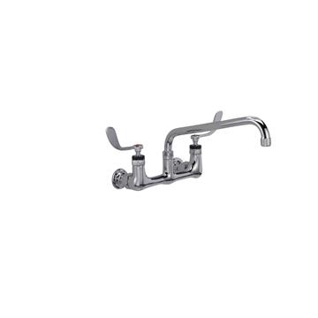 Picture of Encore® 8" OC. Brass Chrome Plated Wall Mount Faucet with 12" Swivel Spout 4" Blade Handles