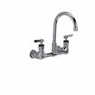 Picture of Encore® 8" OC. Brass Chrome Plated Wall Mount Faucet Ceramic Valves with 6" Swivel Gooseneck Spout