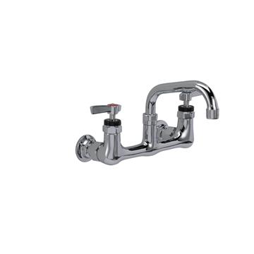 Picture of Encore® 8" OC. Brass Chrome Plated Wall Mount Faucet Ceramic Valves with 6" Swivel Spout
