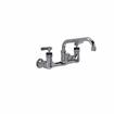 Picture of Encore® 8" OC. Brass Chrome Plated Wall Mount Faucet Ceramic Valves with 8" Swivel Spout 4" Wrist Blade Handles
