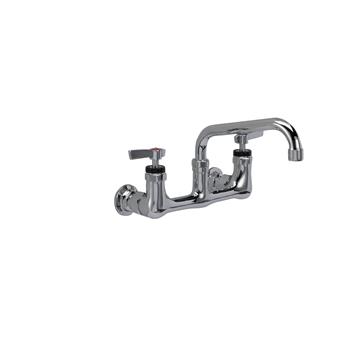 Picture of Encore® 8" OC. Brass Chrome Plated Wall Mount Faucet Ceramic Valves with 8" Swivel Spout 4" Wrist Blade Handles