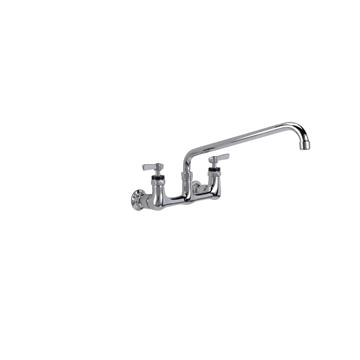 Picture of Encore® 8" OC. Brass Chrome Plated Wall Mount Faucet Ceramic Valves with 14" Swivel Spout
