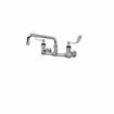 Picture of Encore® 8" OC. Brass Chrome Plated Wall Mount Faucet Ceramic Valves with 14" Swivel Spout 4" Wrist Blade Handles