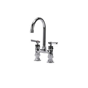 Picture of Encore® 4" OC Brass Chrome Plated Elevated Deck Mount Faucet with 6-1/2" Rigid Gooseneck Spout