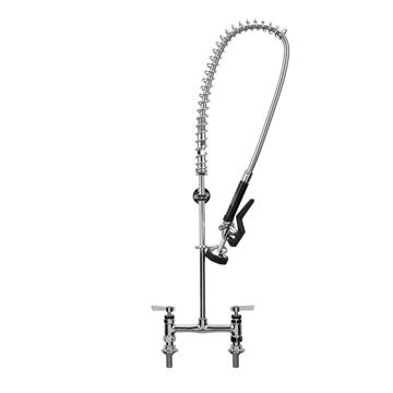 Picture of Encore®  8" OC Brass Chrome Plated Deck Mount Pre-Rinse 96" Hose with Wall Bracket