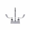 Picture of Encore® Brass Chrome Plated 4" OC Centerset Deck Mount Faucet with 6" Rigid Gooseneck Spout and 4" Wrist Blade Handles