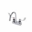 Picture of Encore® Brass Chrome Plated 4" OC Centerset Deck Mount Faucet with 6" Rigid Gooseneck Spout and 4" Wrist Blade Handles