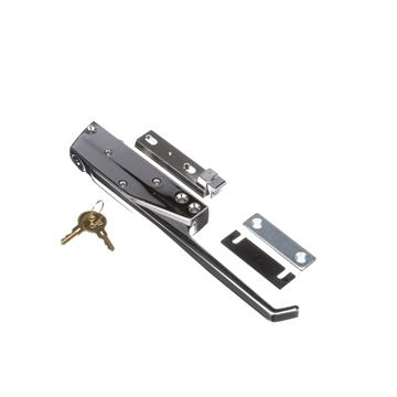 Picture of 10-3/4" L Chrome Plated Die Cast Magnetic/Mechanical Edgemount Latch With Straight Handle And Cylinder Lock