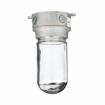 Picture of 100W 120VAC Brushed Aluminum Surface Mount Incandescent Refrigeration Light With Clear Glass Globe