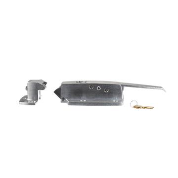 Picture of -1/8 to 3/8" Offset Satin Chrome Walk-In Cooler Door Safety Latch with Cylinder Lock and Strike