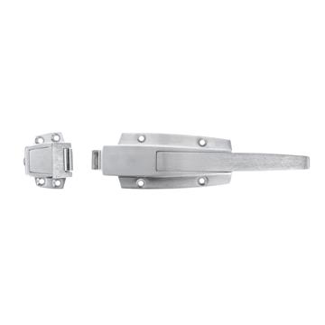 Picture of 3/4 to 1-5/8" Offset Satin Chrome Heavy Duty Walk-In Cooler Door Safety Latch with Strike