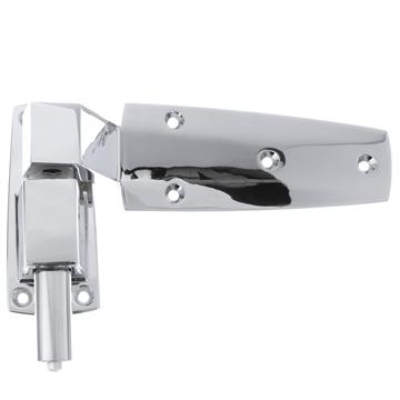 Picture of Flush Offset Polished Chrome Cam-Rise Walk-In Door Hinge With Spring Assist