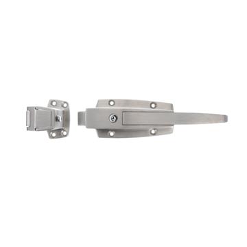 Picture of 3/4" To 1-5/8" Offset Satin Stainless Steel Heavy Duty Walk-In Cooler Door Safety Latch With Cylinder Lock
