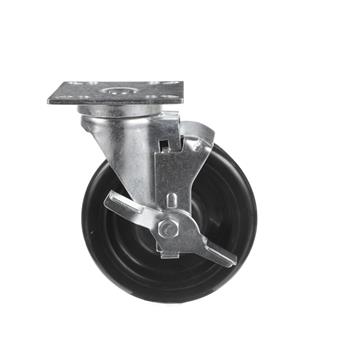 Picture of Medium Duty 3-1/2" x 3-1/2" Universal Plate Caster With 5" Black Polyolefin Wheel With Brake