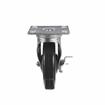 Picture of Medium Duty 3-1/2" x 3-1/2" Universal Plate Caster With 5" Black Polyolefin Wheel With Brake