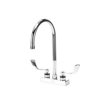 Picture of Encore 4" OC Deck Mount Faucet Ceramic Valves with 8-1/2" Swivel Gooseneck Spout with 4" Wrist Blade Handles