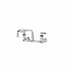 Picture of Encore® 8" OC. Brass Chrome Plated Wall Mount Faucet with 10" Swivel Spout, Lever Handles and Retail Packaging