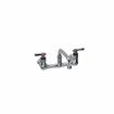 Picture of Encore® 8" OC. Brass Chrome Plated Wall Mount Faucet Ceramic Valves with 8" Swivel Spout, Lever Handles and Retail Packaging