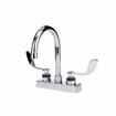 Picture of Encore 4" OC Deck Mount Faucet Ceramic Valves with 6" Swivel Gooseneck Spout and 4" Wrist Blade Handles, retail Packaging