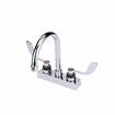 Picture of Encore 4" OC Deck Mount Faucet Ceramic Valves with 6" Swivel Gooseneck Spout and 4" Wrist Blade Handles, retail Packaging