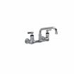 Picture of Encore® 8" OC. Brass Chrome Plated Wall Mount Faucet with 8" Swivel Spout Lever Handles and Retail Packaging